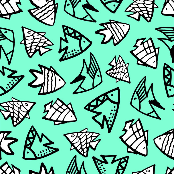 The sea seamless pattern on color background. - Vector, Image