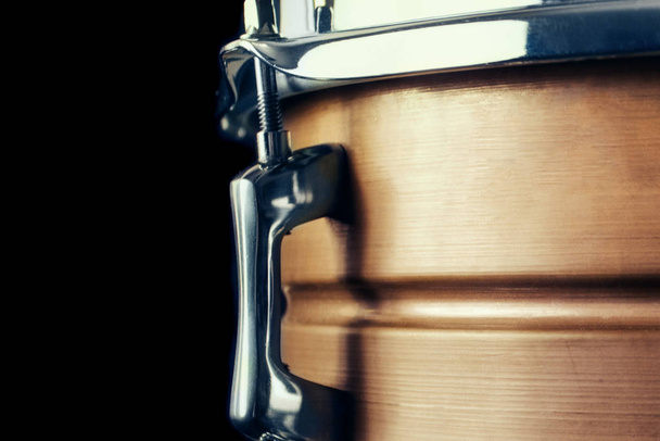 Close-up Drum set in a black background. - Foto, afbeelding