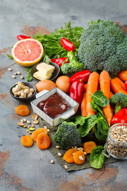 Assortment of diet food ingredients rich in vitamin a - Photo, Image