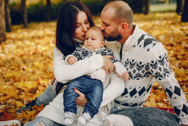 Family with son in a autumn park - Foto, Bild
