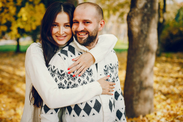 Beautiful couple spend time in a autumn park - Foto, immagini