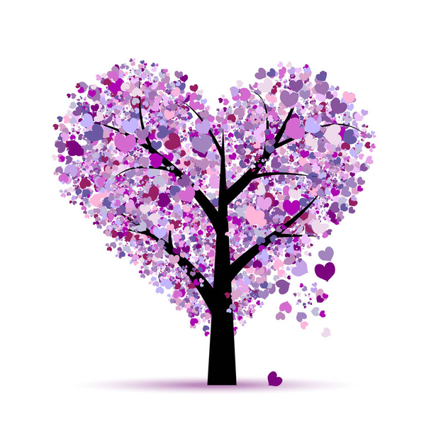 Árbol de amor. Tarjeta de San Valentín para tu diseño - Vector, imagen