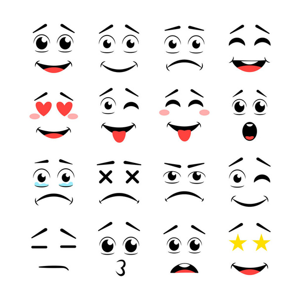 Χαριτωμένοι emoticon emoji χαρακτήρες σε ιαπωνικό στυλ.  - Διάνυσμα, εικόνα