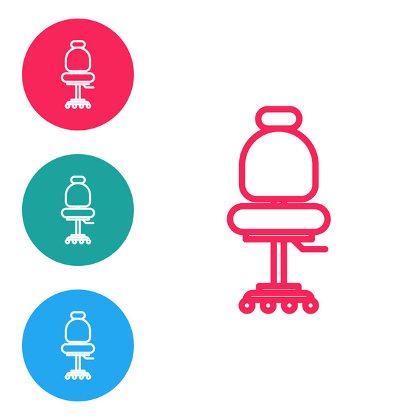 Červená čára Kancelářské židle ikona izolované na bílém pozadí. Nastavit ikony v kruhových tlačítcích. Vektorová ilustrace - Vektor, obrázek