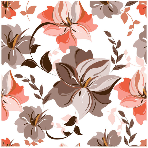 Vector abstract background flowers seamless pattern - ベクター画像