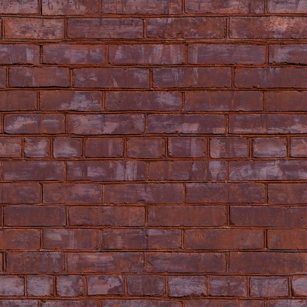 Parede de tijolo pintado vermelho velho com lindas fileiras de tijolos manchados. Padrão sem costura
. - Foto, Imagem
