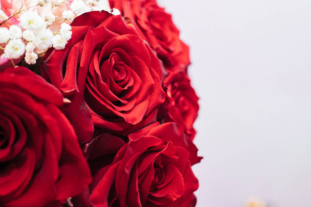 Roses. Bouquet. Red flowers. Buds close up. - Photo, image