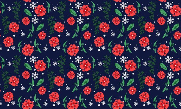 Elegante patrón de flores de Navidad Fondo, con diseño único y sin costuras flor de rosa roja
. - Vector, imagen