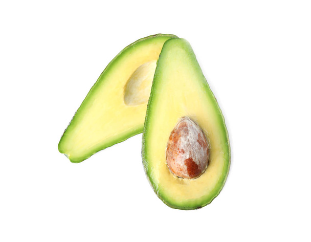 Tasty raw avocado fruit isolated on white, top view - Zdjęcie, obraz