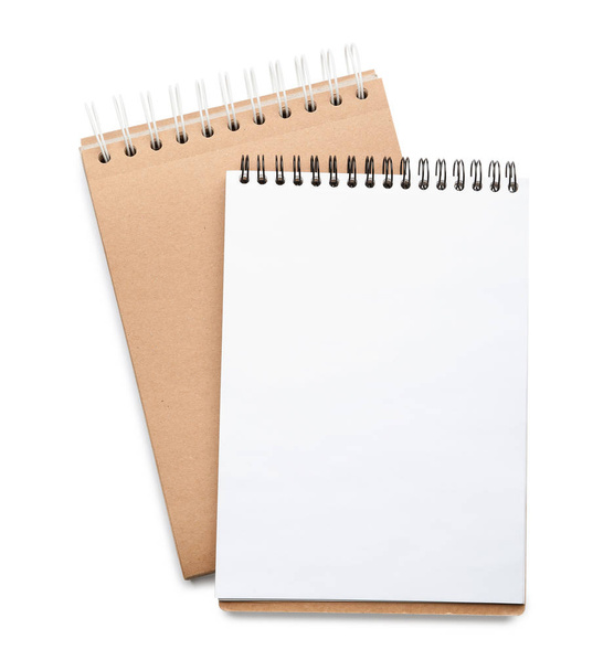 Stylish notebooks isolated on white, top view - Photo, Image