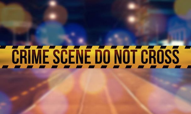 crime scene tape with blurred background Do Not Corss yellow tape sign - Photo, Image