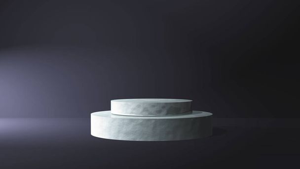 Podio de mármol 3D en un interior de habitación oscura
 - Foto, Imagen