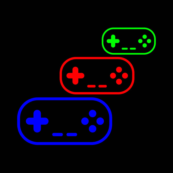 Красочные иконки геймпадов красный, зеленый, синий - векторные иллюстрации ep
 - Вектор,изображение