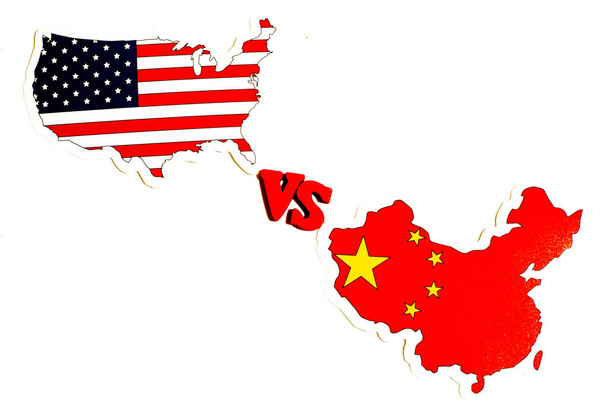 Conceito China vs EUA. América contra a China notícias, ilustração política. Espaço de cópia
 - Foto, Imagem