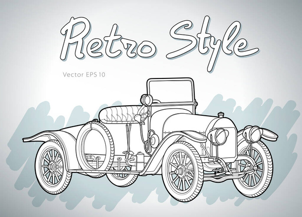 Retro car cabriolet vector draw isolated on background - Вектор,изображение