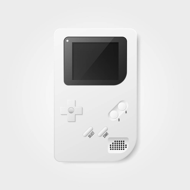 Vector Game Boy 3d reális fehér a 80-as és 90-es években. - Vektor, kép