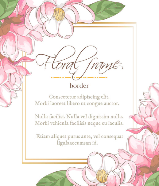 Vector delicate invitation with magnolia for wedding, marriage, bridal, birthday, Valentines day - Διάνυσμα, εικόνα