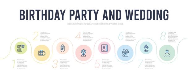 Plantilla de diseño infográfico de fiesta de cumpleaños y concepto de boda
.  - Vector, Imagen