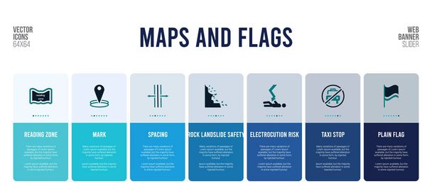σχεδιασμός banner web με χάρτες και σημαίες έννοια στοιχεία. - Διάνυσμα, εικόνα