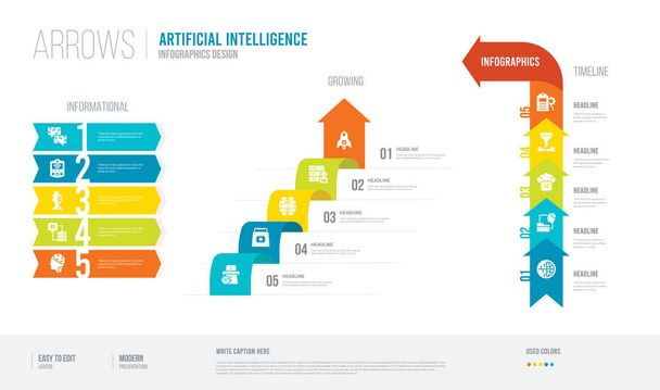 arrows style infogaphics design from artificial intelligence con - Vector, Image