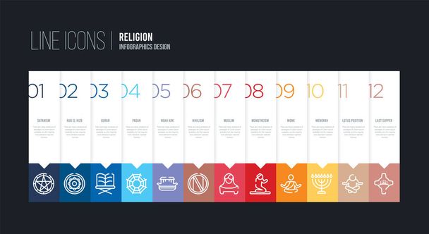infografický design s 12 možnostmi. ikony čáry tahu, například ni - Vektor, obrázek