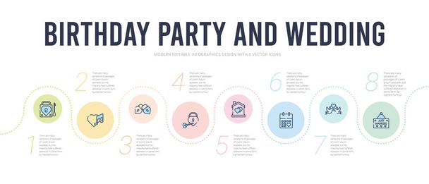 Plantilla de diseño infográfico de fiesta de cumpleaños y concepto de boda
.  - Vector, imagen