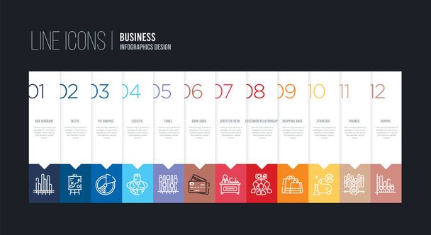 infografický design s 12 možnostmi. ikony čáry tahu jako ba - Vektor, obrázek