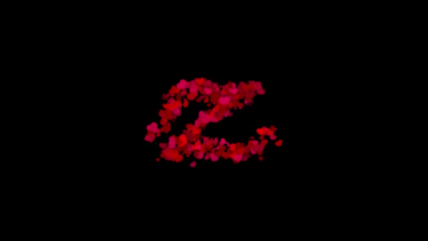 Letter z lowercase made from red hearts. reveals in center and fades away with wind, valentine's day concept - Footage, Video