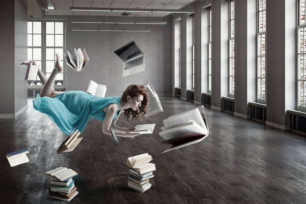 When reading takes you away. Mixed media - Photo, Image