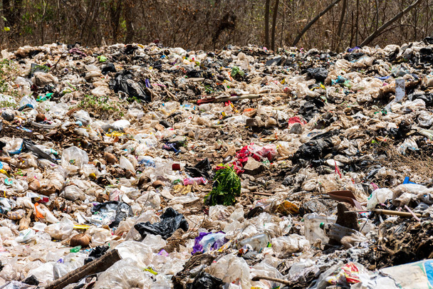 Belediye çöplüğü çöplükte. Çevre kirliliği. - Fotoğraf, Görsel