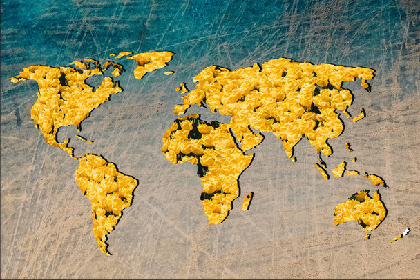 Ruwweg overzicht wereldkaart met tulp tuin belegde - Foto, afbeelding