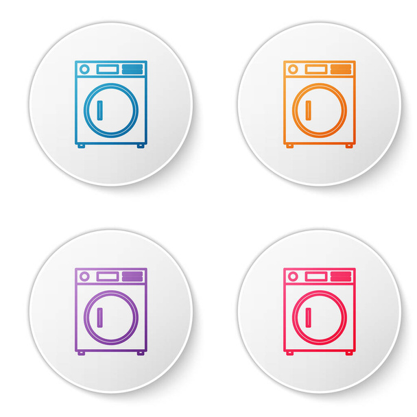 Color line Washer icon isolated on white background. Washing machine icon. Clothes washer - laundry machine. Home appliance symbol. Set icons in circle buttons. Vector Illustration - Vector, Image