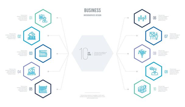 business concept business infographic design with 10 hexagon opt - Διάνυσμα, εικόνα