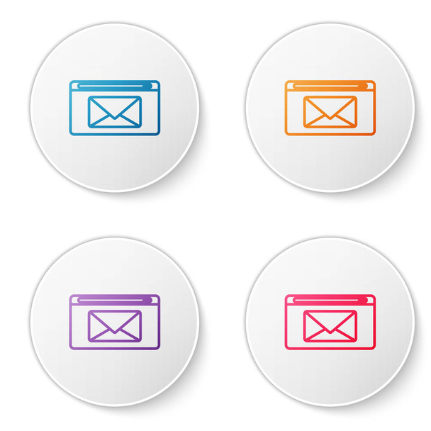 Color line Mail and e-mail icon isolated on white background. Envelope symbol e-mail. Email message sign. Set icons in circle buttons. Vector Illustration - Vetor, Imagem