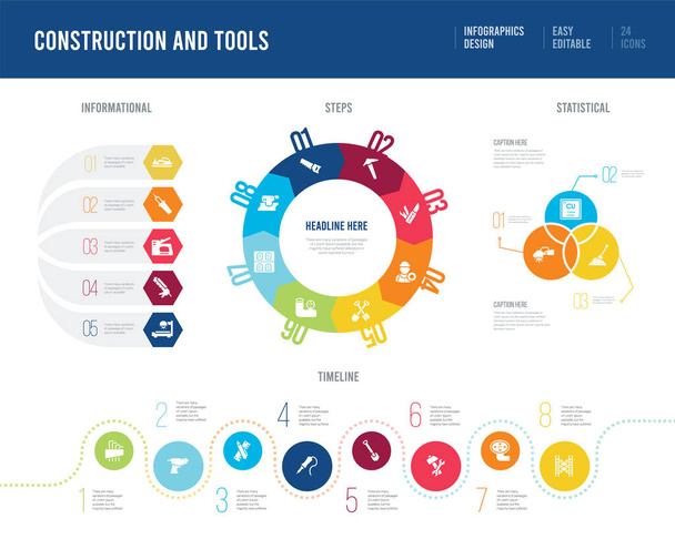 infografinen suunnittelu rakentaminen ja työkalut käsite. informat
 - Vektori, kuva