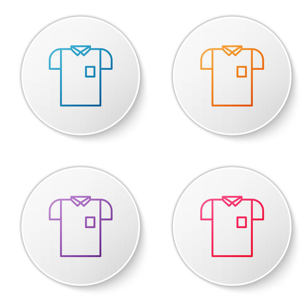 Color line Polo shirt icon isolated on white background. Set icons in circle buttons. Vector Illustration - Wektor, obraz