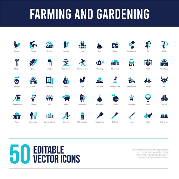 50 icônes remplies de concept d'agriculture et de jardinage
 - Vecteur, image
