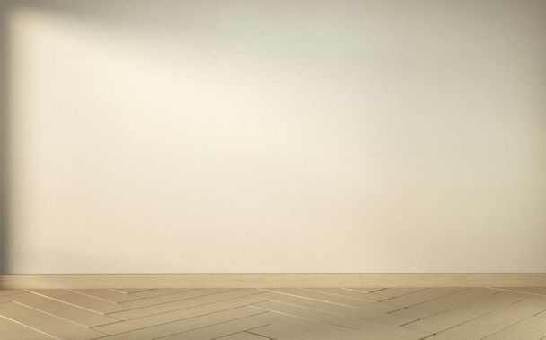 Üres fehér szoba fa padló belsőépítészeti. 3D-s renderelés - Fotó, kép