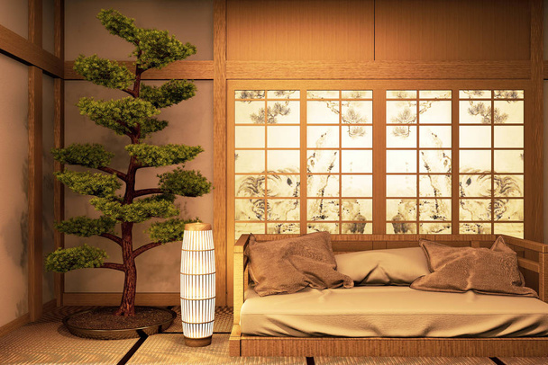 Chinese style Room interior. 3D rendering - Fotoğraf, Görsel