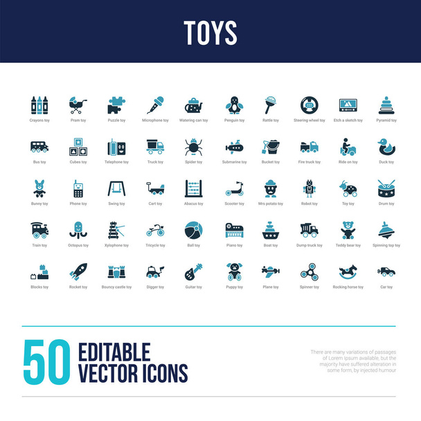 50 toys concept filled icons - Vector, Image