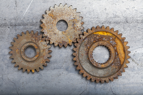 Three Rusty Gears - Foto, afbeelding