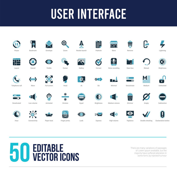 50 заповнених піктограм користувацького інтерфейсу
 - Вектор, зображення