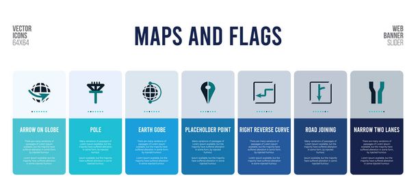 σχεδιασμός banner web με χάρτες και σημαίες έννοια στοιχεία. - Διάνυσμα, εικόνα