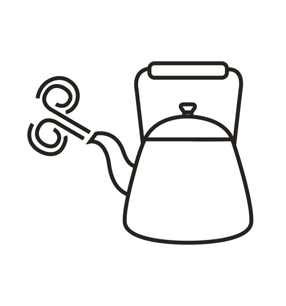 Bule chaleira linha ícone chá pote esboço vetor ícone ilustração
 - Vetor, Imagem