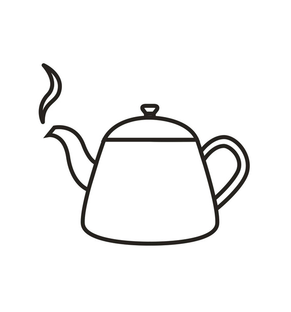 teapot kettle line icon isolated on white vector - Vector, Image