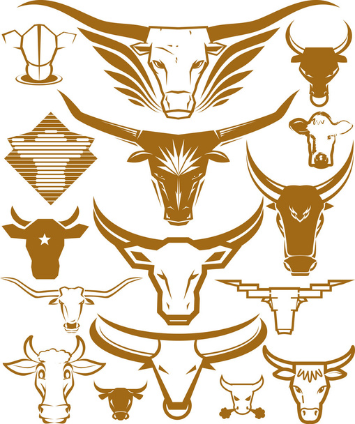 kolekcja głowa krowy i byk - Wektor, obraz