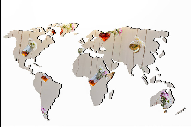 Kabaca bitki çayı ile özetlenen dünya haritası - Fotoğraf, Görsel
