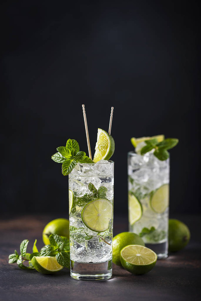 mojito with lime, mint  and ice - Photo, Image