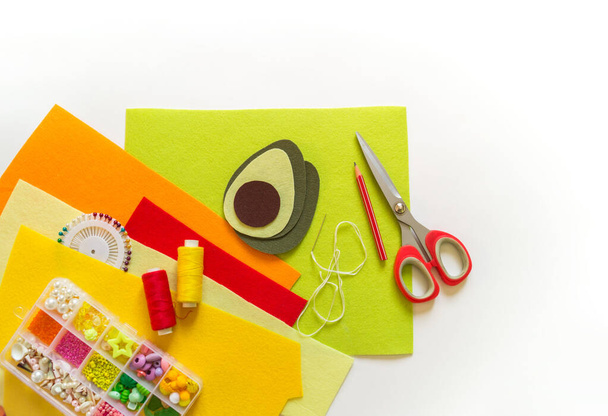 Sewing avocado from felt. Children's creativity. - Photo, Image