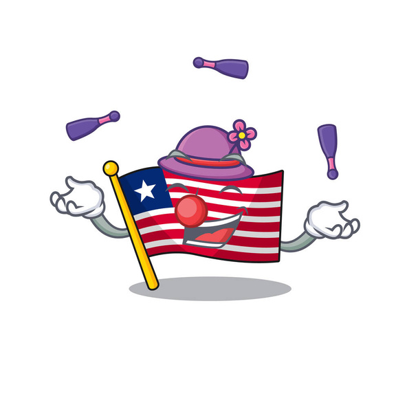 cool flag liberia Scroll mascot cartoon style playing Juggling - Vektori, kuva